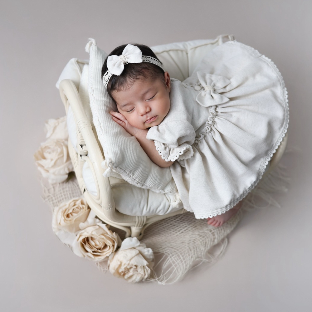 Baby Clothing Brand - Neugeborenen-Fotografie-Requisiten Babykleidung für Mädchen Spitzen-Rücken-Schleifen-Strampler Babykostüm