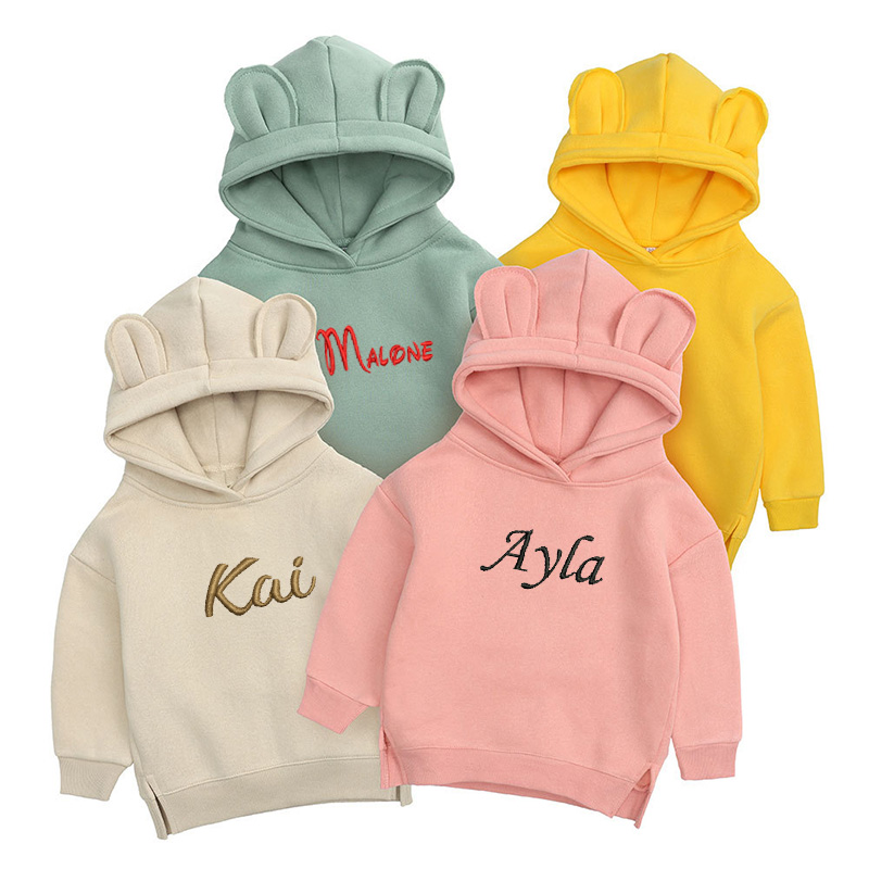 Baby Clothing Name - Personalisierte Stickerei Kinder Bär Hoodie Benutzerdefinierter
