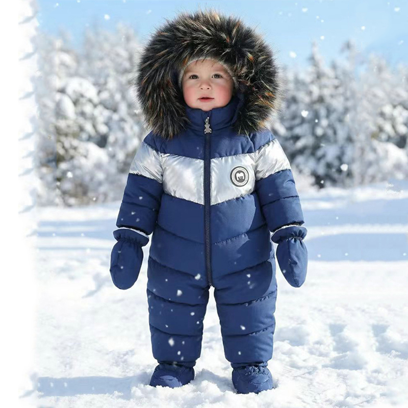 Baby Clothing Brand - Winter-Neugeborenen-Strampler mit Handschuhen, Warme Verdickte Babykleidung